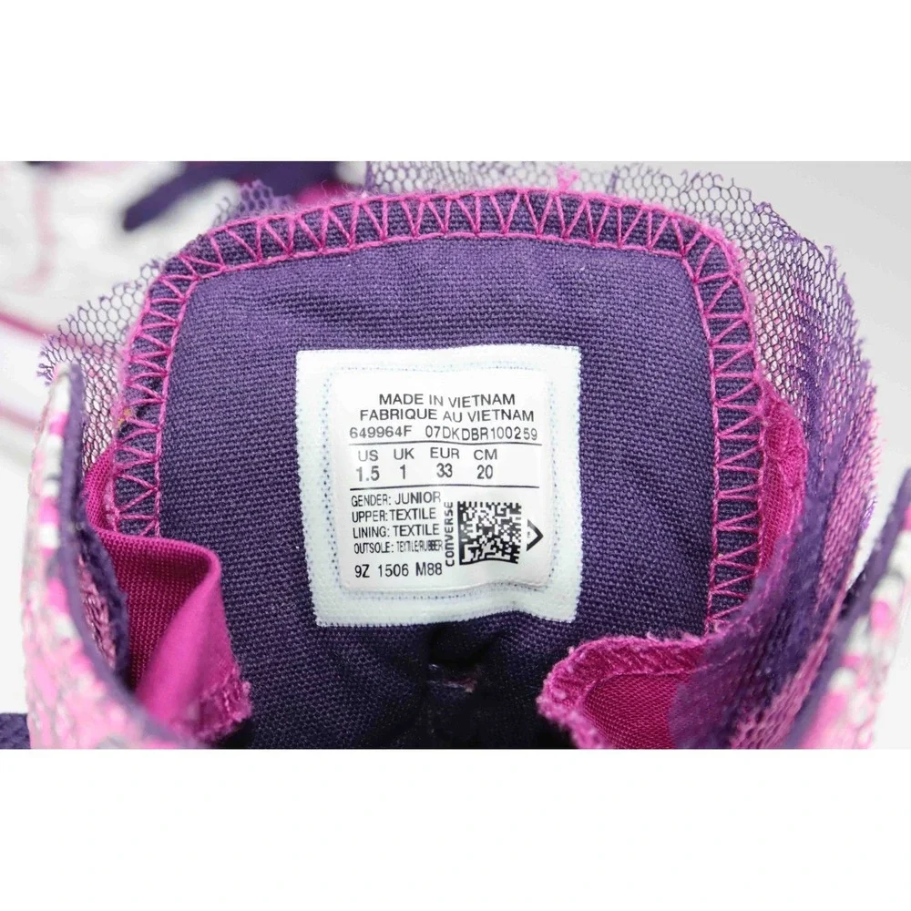 Converse Chuck Taylor Party Pink and Purple Hi Tops with Tulle-Junior Size 1.5